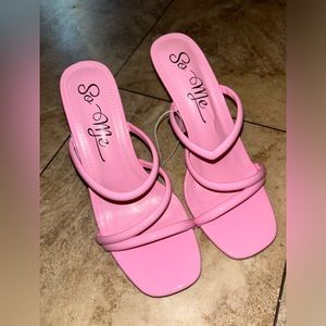 Pink slip on heels